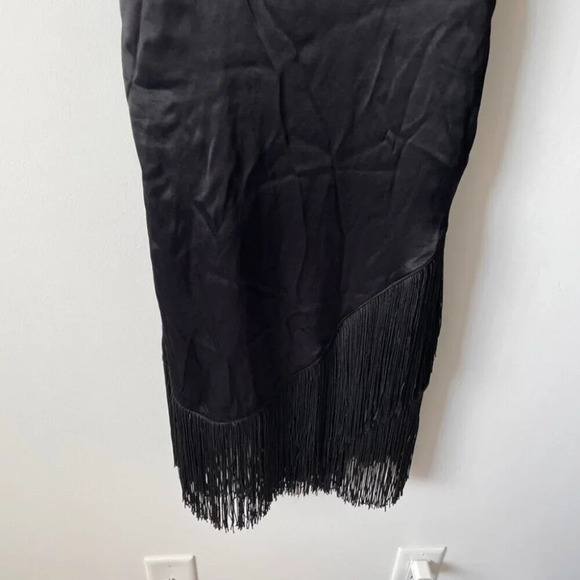 Zara Fringed Slip Mini Dress Black Size XS - Picture 6 of 11